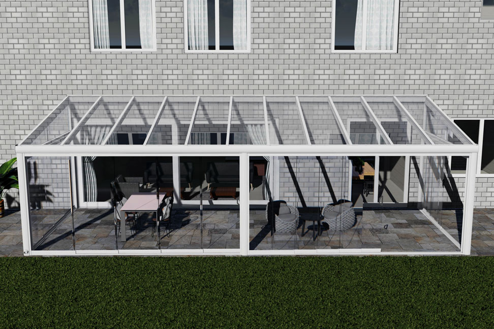 Kalt-Wintergarten Excellent Weiß RAL 9016 mit VSG Klar Glas 8mm in Breite 9060 x Tiefe 4000 - Bild 3