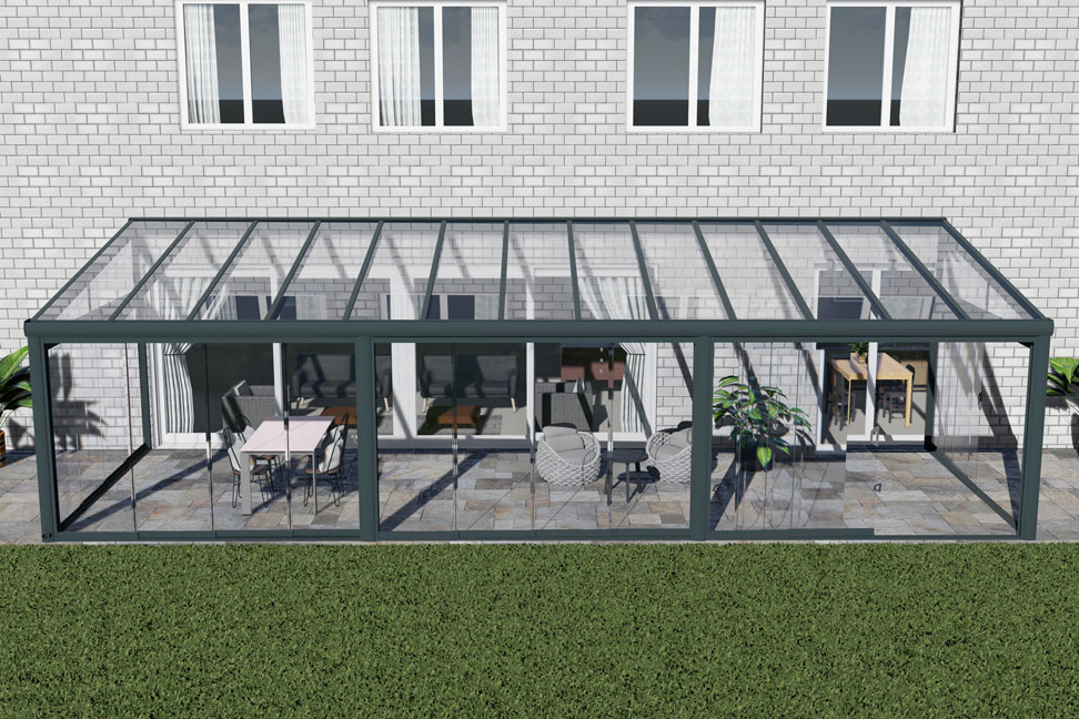 Kalt-Wintergarten Classic Anthrazit RAL 7016 mit VSG Klar Glas 8mm in Breite 10060 x Tiefe 2500 - Bild 13