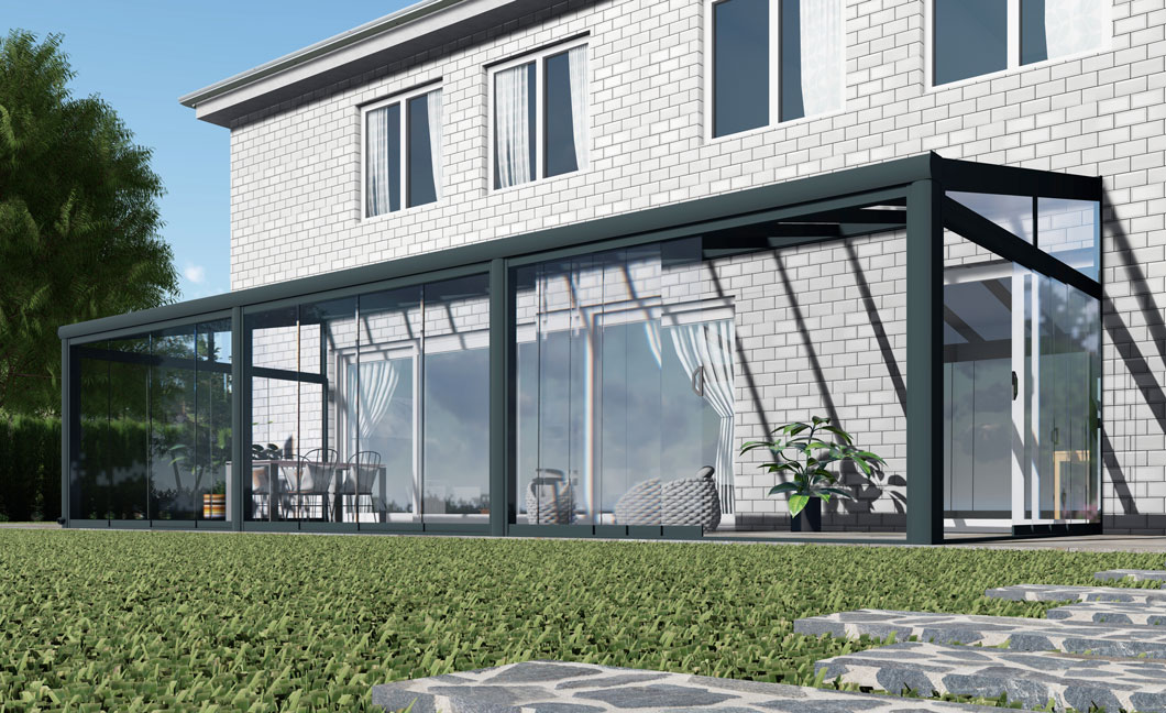 Kalt-Wintergarten Classic Anthrazit RAL 7016 mit VSG Klar Glas 8mm in Breite 10060 x Tiefe 2500 - Bild 12