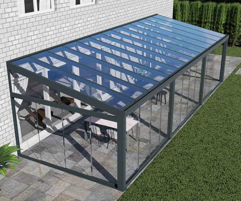 Kalt-Wintergarten Classic Anthrazit RAL 7016 mit VSG Klar Glas 8mm in Breite 10060 x Tiefe 2500 - Bild 11