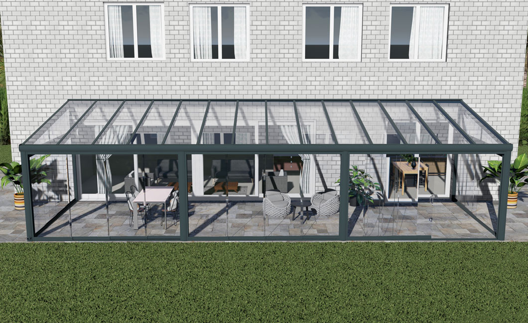 Kalt-Wintergarten Excellent Anthrazit RAL 7016 mit VSG Klar Glas 8mm in Breite 11060 x Tiefe 3500 - Bild 3