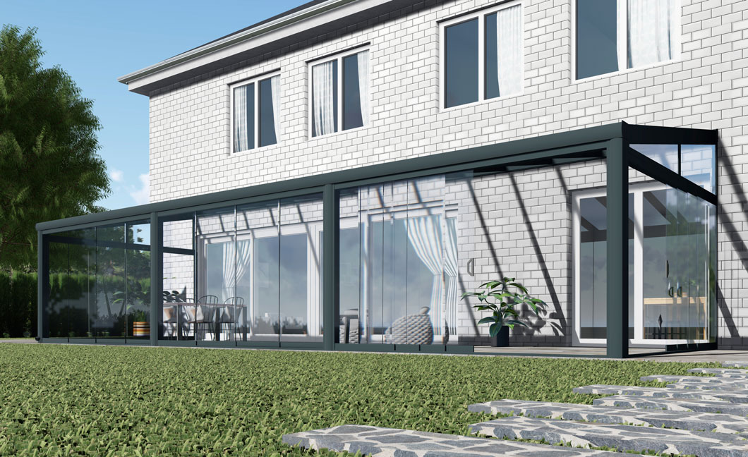 Kalt-Wintergarten Excellent Anthrazit RAL 7016 mit VSG Klar Glas 8mm in Breite 11060 x Tiefe 3500 - Bild 2