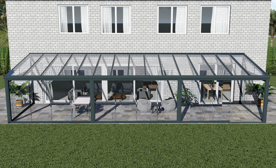 Kalt-Wintergarten Excellent Anthrazit RAL 7016 mit VSG Klar Glas 8mm in Breite 12060 x Tiefe 4000 - Bild 3