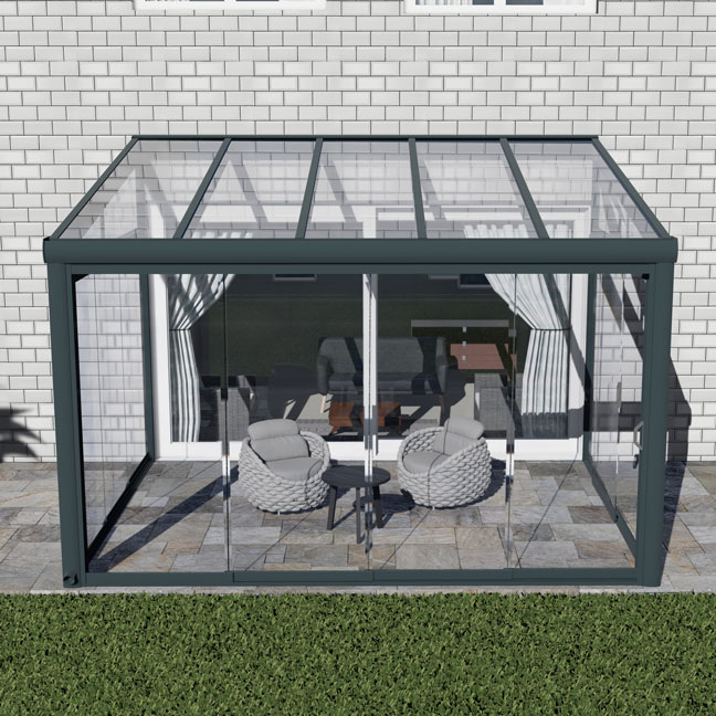 Kalt-Wintergarten Excellent Anthrazit RAL 7016 mit VSG Klar Glas 8mm in Breite 4060 x Tiefe 3500 - Bild 3