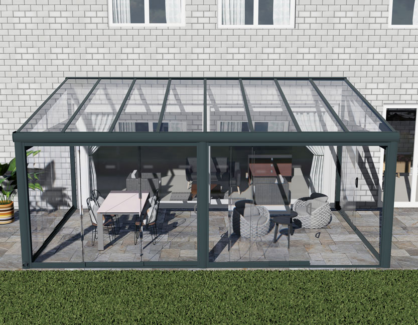 Kalt-Wintergarten Classic Anthrazit RAL 7016 mit VSG Klar Glas 8mm in Breite 6060 x Tiefe 3500 - Bild 13