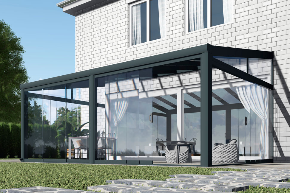 Kalt-Wintergarten Classic Anthrazit RAL 7016 mit VSG Klar Glas 8mm in Breite 6060 x Tiefe 3500 - Bild 12