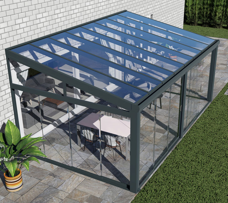 Kalt-Wintergarten Classic Anthrazit RAL 7016 mit VSG Klar Glas 8mm in Breite 6060 x Tiefe 3500 - Bild 11