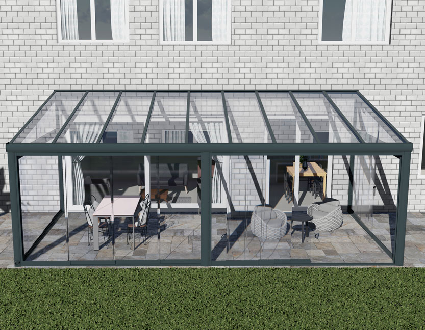 Kalt-Wintergarten Classic Anthrazit RAL 7016 mit VSG Klar Glas 8mm in Breite 7060 x Tiefe 3500 - Bild 13