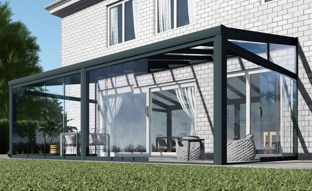 Kalt-Wintergarten Classic Anthrazit RAL 7016 mit VSG Klar Glas 8mm in Breite 7060 x Tiefe 3500 - Bild 12