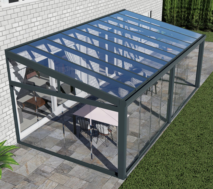 Kalt-Wintergarten Classic Anthrazit RAL 7016 mit VSG Klar Glas 8mm in Breite 7060 x Tiefe 3500 - Bild 11