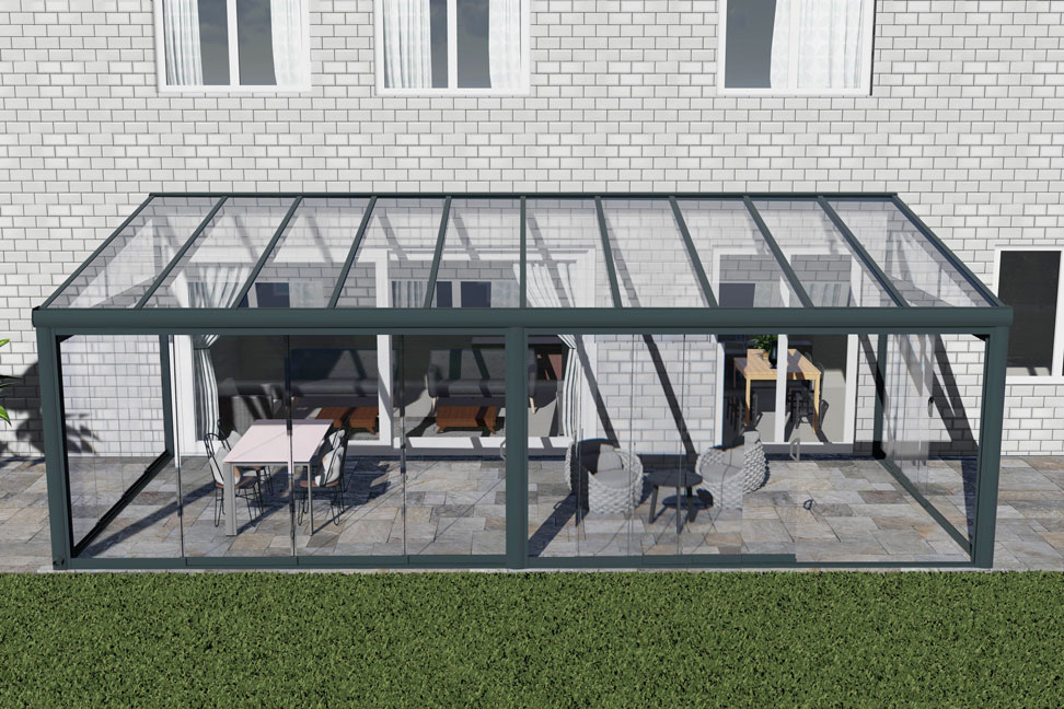 Kalt-Wintergarten Classic Anthrazit RAL 7016 mit VSG Klar Glas 8mm in Breite 8060 x Tiefe 3500 - Bild 13