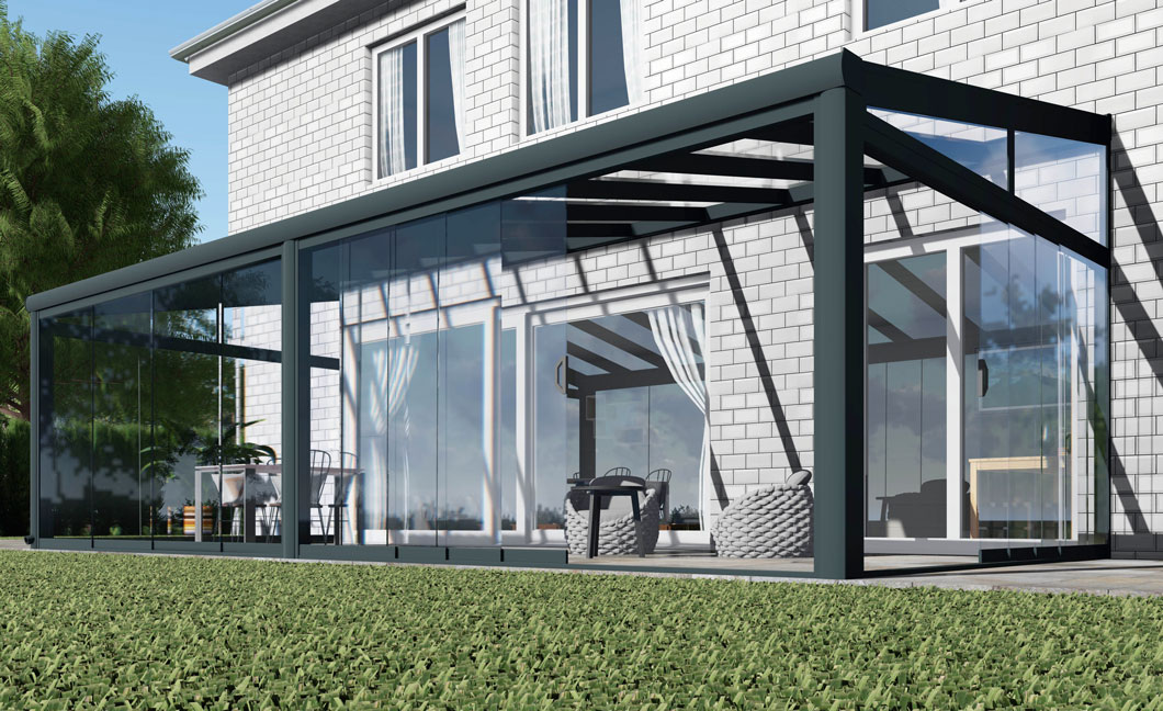 Kalt-Wintergarten Classic Anthrazit RAL 7016 mit VSG Klar Glas 8mm in Breite 8060 x Tiefe 3500 - Bild 12