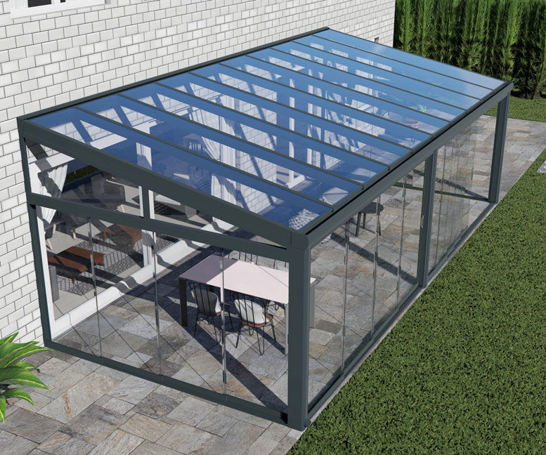 Kalt-Wintergarten Classic Anthrazit RAL 7016 mit VSG Klar Glas 8mm in Breite 8060 x Tiefe 3500 - Bild 11