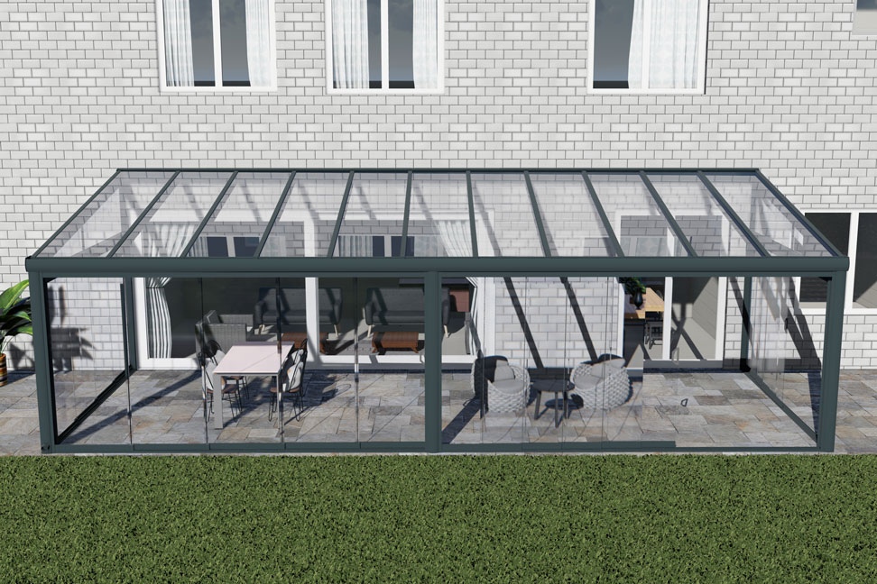 Kalt-Wintergarten Classic Anthrazit RAL 7016 mit VSG Klar Glas 8mm in Breite 9060 x Tiefe 3500 - Bild 13