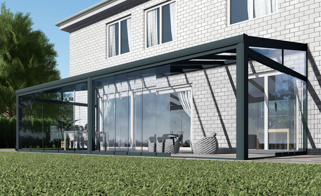 Kalt-Wintergarten Classic Anthrazit RAL 7016 mit VSG Klar Glas 8mm in Breite 9060 x Tiefe 3500 - Bild 12