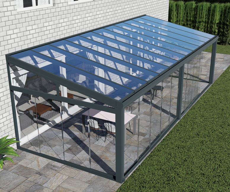 Kalt-Wintergarten Classic Anthrazit RAL 7016 mit VSG Klar Glas 8mm in Breite 9060 x Tiefe 3500 - Bild 11