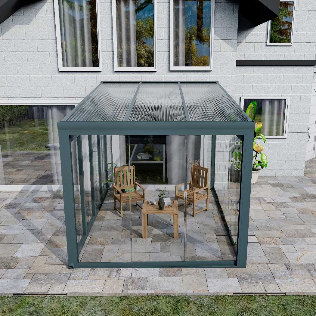 Kalt-Wintergarten Classic Anthrazit RAL 7016 mit Stegplatte Klar Polycarbonat 16mm in Breite 3060 x Tiefe 2500 - Bild 11