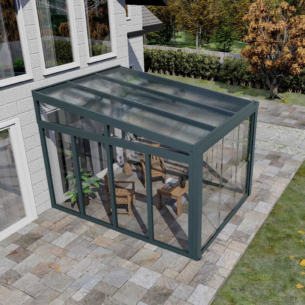 Kalt-Wintergarten Classic Anthrazit RAL 7016 mit Stegplatte Klar Polycarbonat 16mm in Breite 3060 x Tiefe 2500 - Bild 12