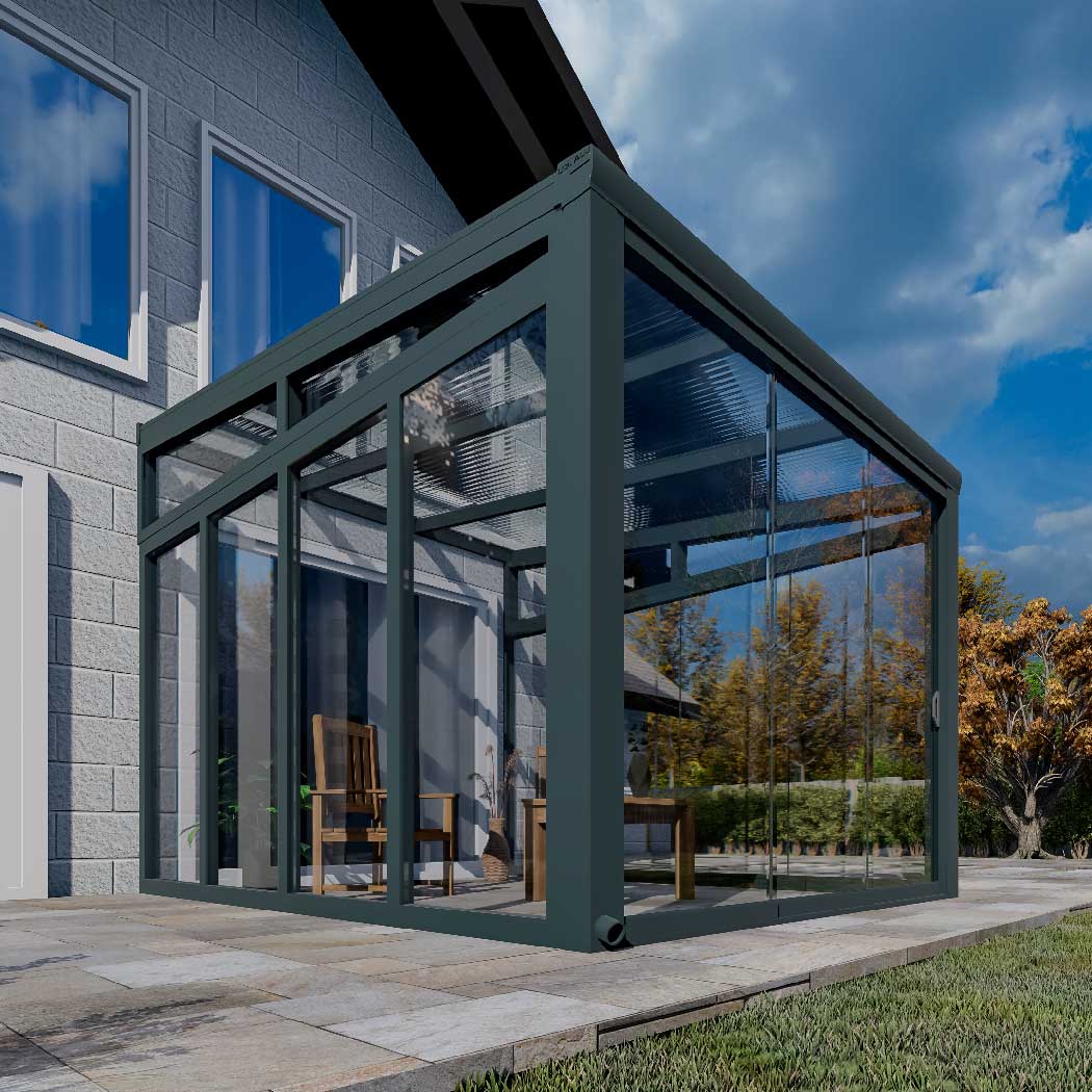 Kalt-Wintergarten Classic Anthrazit RAL 7016 mit Stegplatte Klar Polycarbonat 16mm in Breite 3060 x Tiefe 2500 - Bild 13