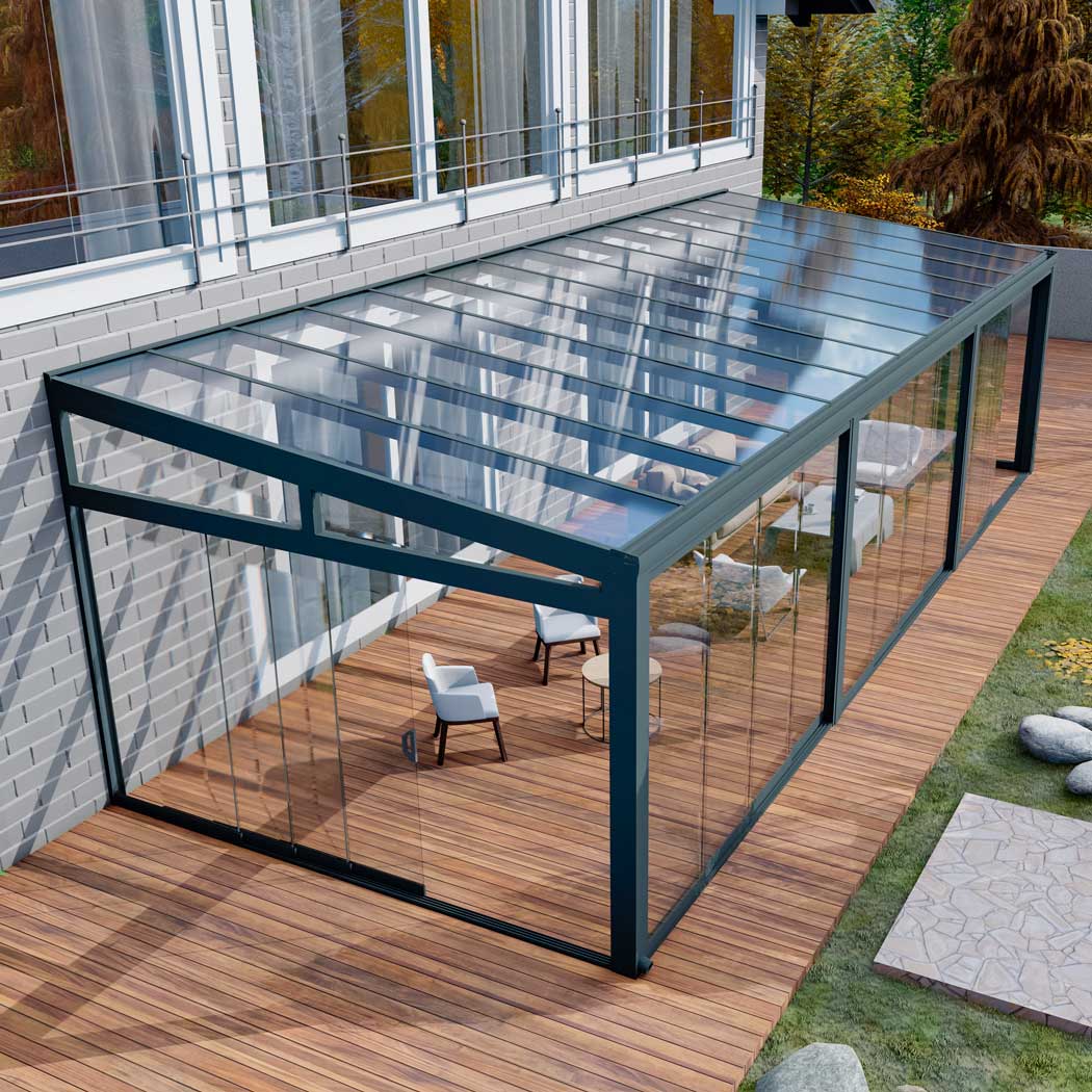 Kalt-Wintergarten Classic Anthrazit RAL 7016 mit VSG Klar Glas 8mm in Breite 10060 x Tiefe 2500 - Bild 9