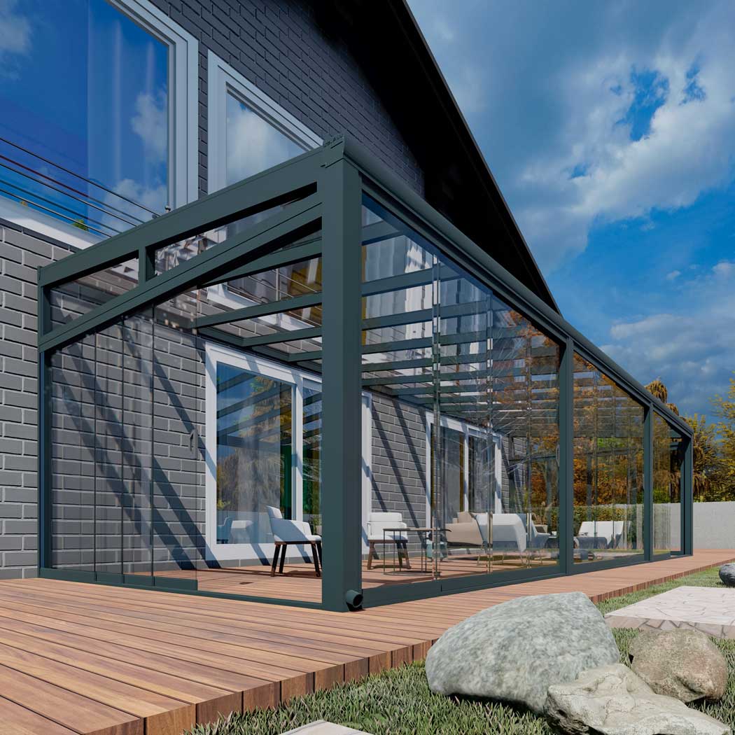 Kalt-Wintergarten Classic Anthrazit RAL 7016 mit VSG Klar Glas 8mm in Breite 10060 x Tiefe 2500 - Bild 10