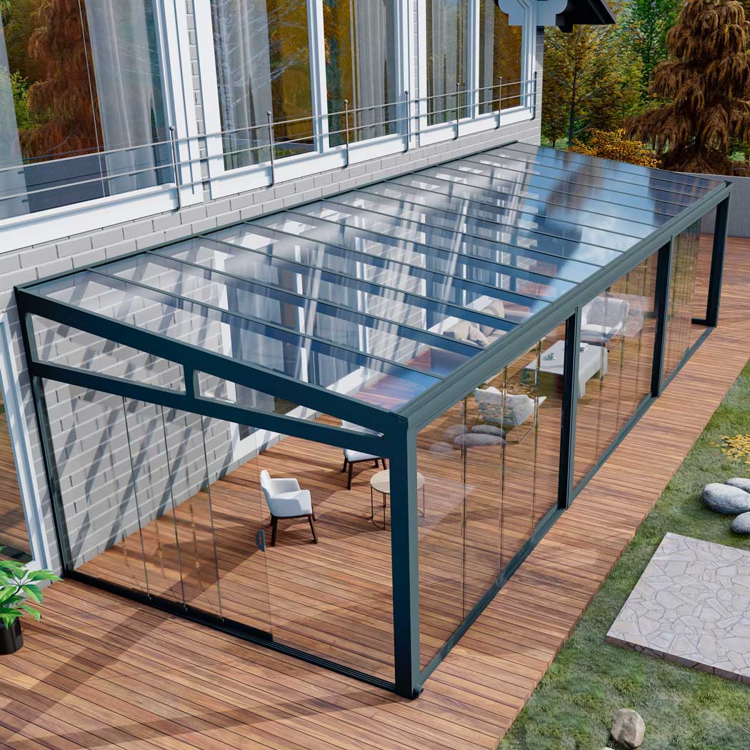 Kalt-Wintergarten Classic Anthrazit RAL 7016 mit VSG Klar Glas 8mm in Breite 11060 x Tiefe 3500 - Bild 9