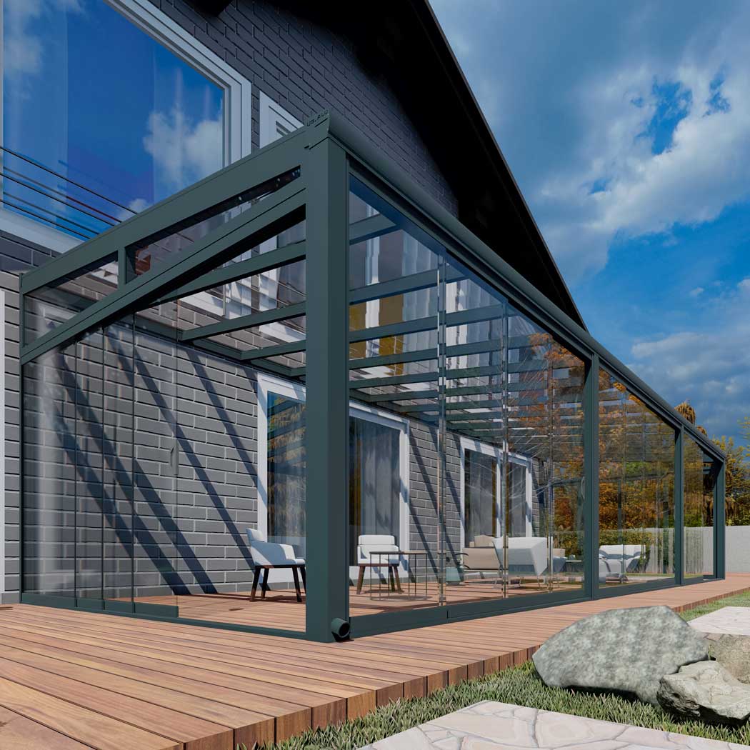 Kalt-Wintergarten Classic Anthrazit RAL 7016 mit VSG Klar Glas 8mm in Breite 11060 x Tiefe 3500 - Bild 10