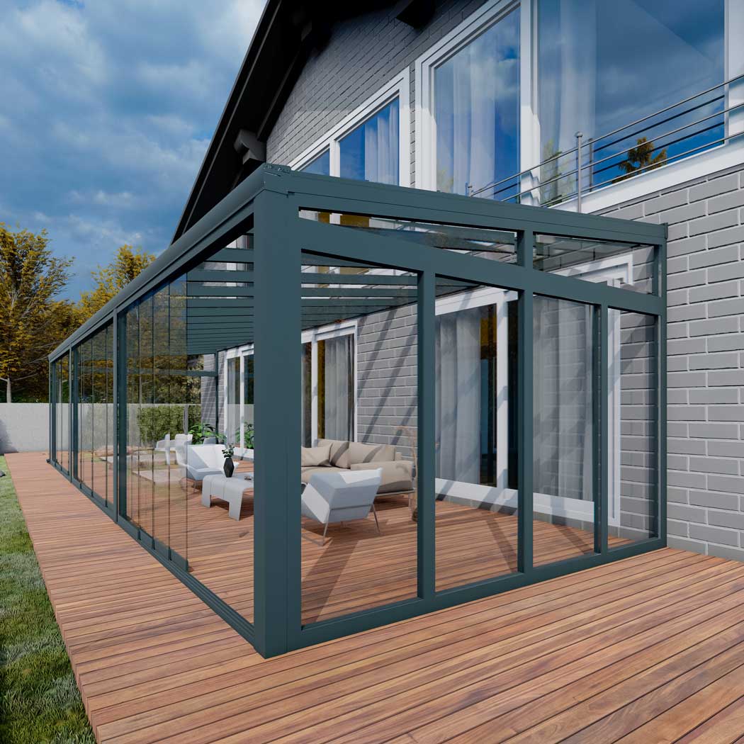 Kalt-Wintergarten Classic Anthrazit RAL 7016 mit VSG Klar Glas 8mm in Breite 12060 x Tiefe 3000 - Bild 7