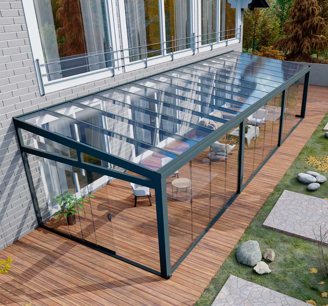 Kalt-Wintergarten Classic Anthrazit RAL 7016 mit VSG Klar Glas 8mm in Breite 12060 x Tiefe 3000 - Bild 9