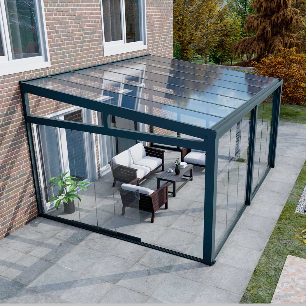 Kalt-Wintergarten Classic Anthrazit RAL 7016 mit VSG Klar Glas 8mm in Breite 5060 x Tiefe 3500 - Bild 9