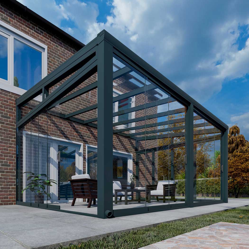 Kalt-Wintergarten Classic Anthrazit RAL 7016 mit VSG Klar Glas 8mm in Breite 5060 x Tiefe 3500 - Bild 10