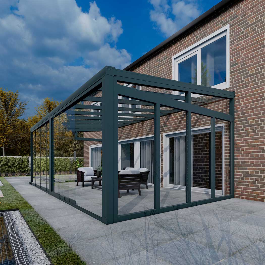 Kalt-Wintergarten Classic Anthrazit RAL 7016 mit VSG Klar Glas 8mm in Breite 7060 x Tiefe 3500 - Bild 7