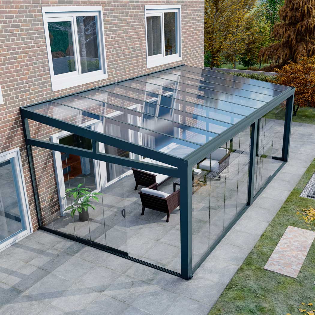 Kalt-Wintergarten Classic Anthrazit RAL 7016 mit VSG Klar Glas 8mm in Breite 7060 x Tiefe 3500 - Bild 9
