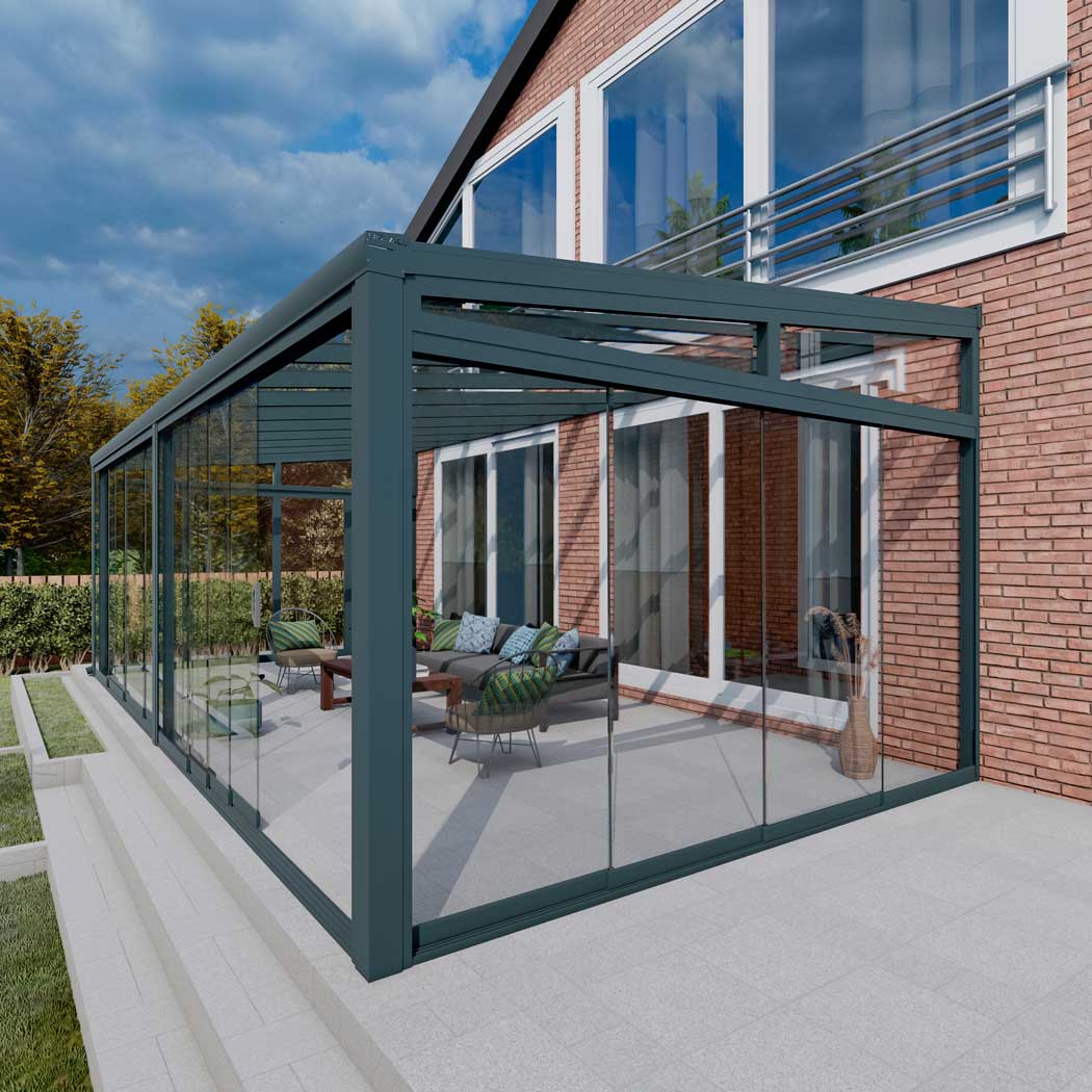 Kalt-Wintergarten Classic Anthrazit RAL 7016 mit VSG Klar Glas 8mm in Breite 8060 x Tiefe 3500 - Bild 7