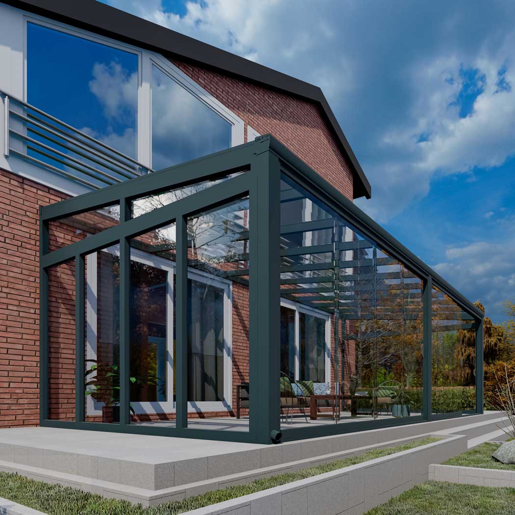 Kalt-Wintergarten Classic Anthrazit RAL 7016 mit VSG Klar Glas 8mm in Breite 8060 x Tiefe 3500 - Bild 10