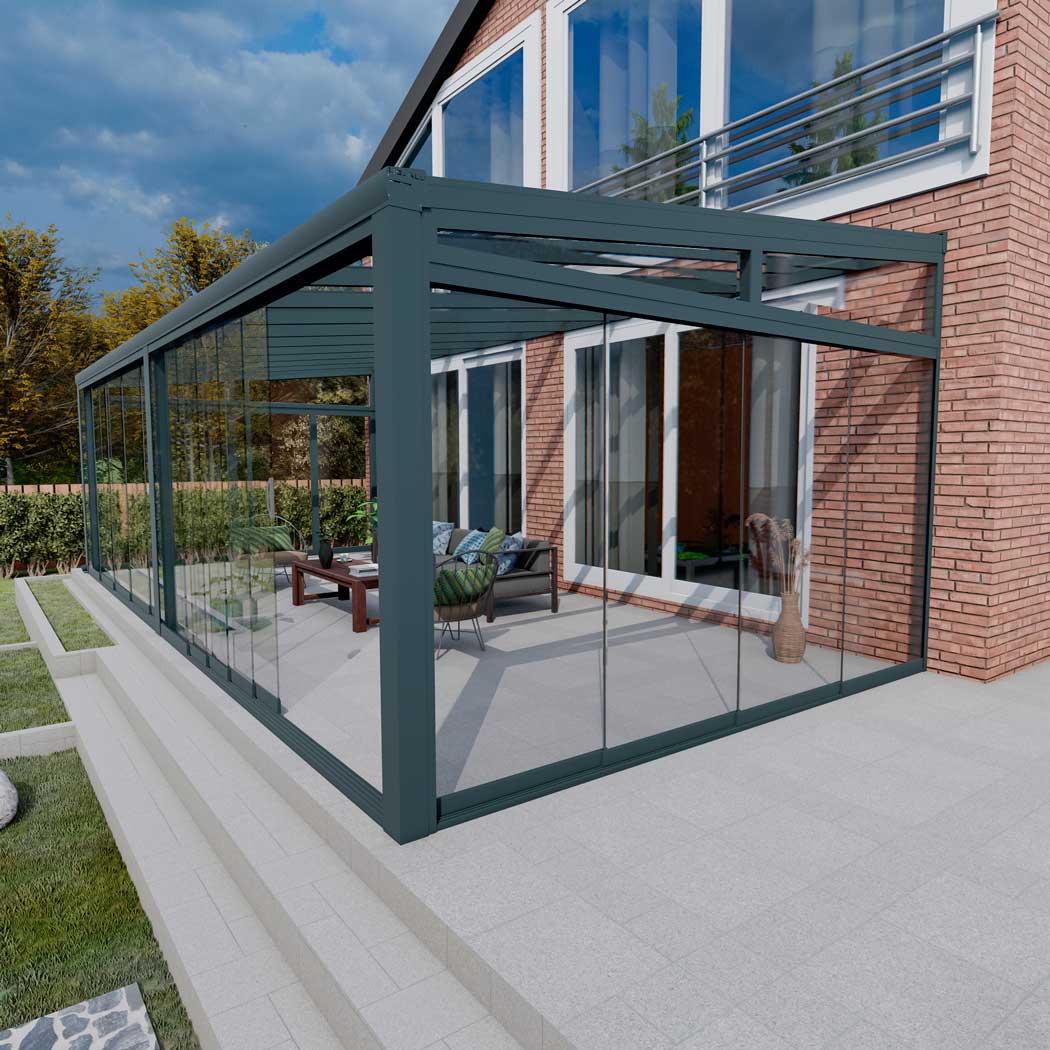 Kalt-Wintergarten Classic Anthrazit RAL 7016 mit VSG Klar Glas 8mm in Breite 9060 x Tiefe 3500 - Bild 7