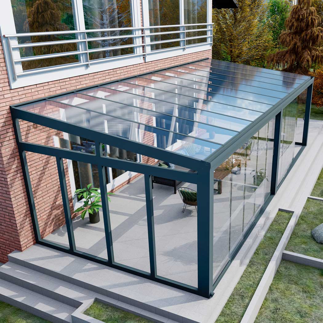Kalt-Wintergarten Classic Anthrazit RAL 7016 mit VSG Klar Glas 8mm in Breite 9060 x Tiefe 3500 - Bild 9