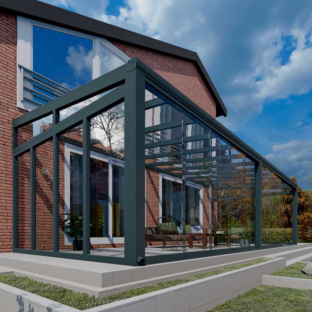 Kalt-Wintergarten Classic Anthrazit RAL 7016 mit VSG Klar Glas 8mm in Breite 9060 x Tiefe 3500 - Bild 10