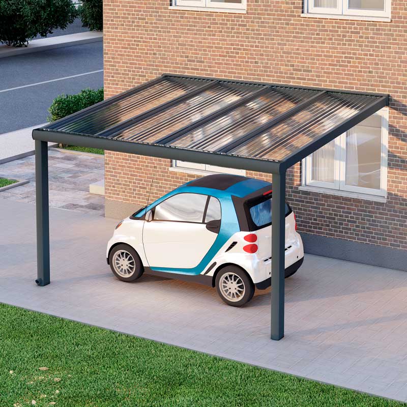 Carport Anthrazit RAL 7016 mit Stegplatte Klar Polycarbonat 16mm in Breite 4060 x Tiefe 3000 - Bild 3