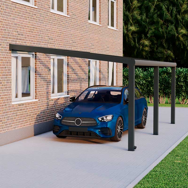 Carport Anthrazit RAL 7016 mit Stegplatte Klar Polycarbonat 16mm in Breite 6060 x Tiefe 2500 - Bild 2