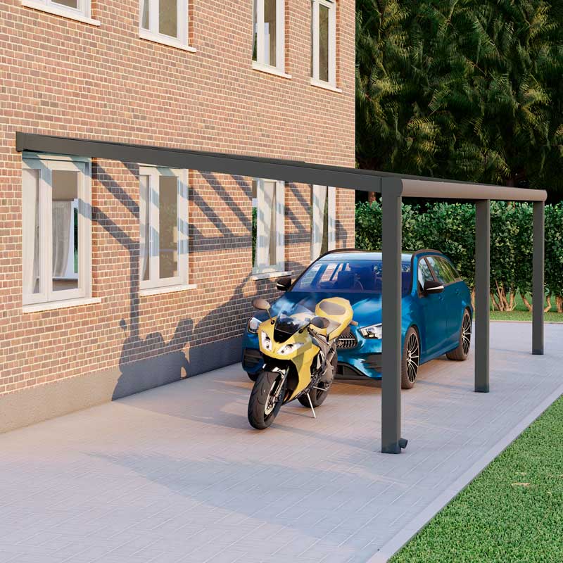 Carport aus Aluminium nach Maß Anthrazit RAL 7016 mit Stegplatte Klar Polycarbonat 16mm in Breite 8060 x Tiefe 4000 - Bild 2