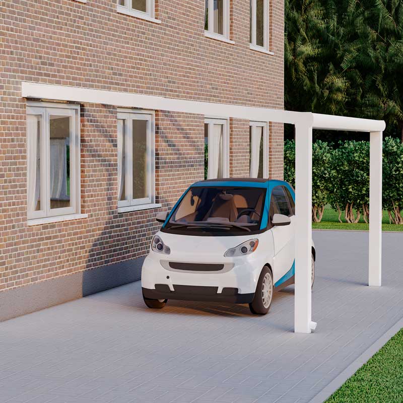 Carport Weiß RAL 9016 mit Stegplatte Klar Polycarbonat 16mm in Breite 4060 x Tiefe 3500 - Bild 2