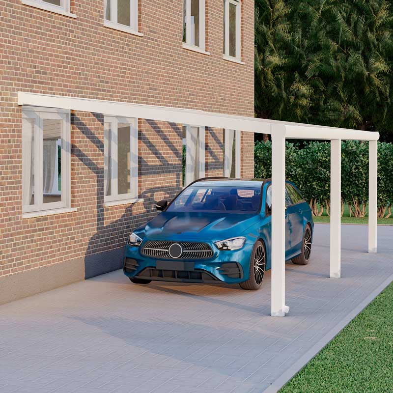 Carport Weiß RAL 9016 mit Stegplatte Klar Polycarbonat 16mm in Breite 7060 x Tiefe 4000 - Bild 2