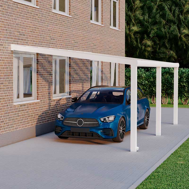 Carport Weiß RAL 9016 mit VSG Klar Glas 8mm in Breite 6060 x Tiefe 3000 - Bild 2