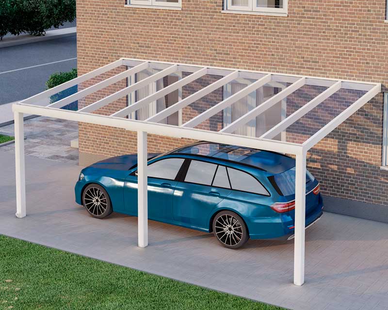 Carport Weiß RAL 9016 mit VSG Klar Glas 8mm in Breite 6060 x Tiefe 3000 - Bild 3