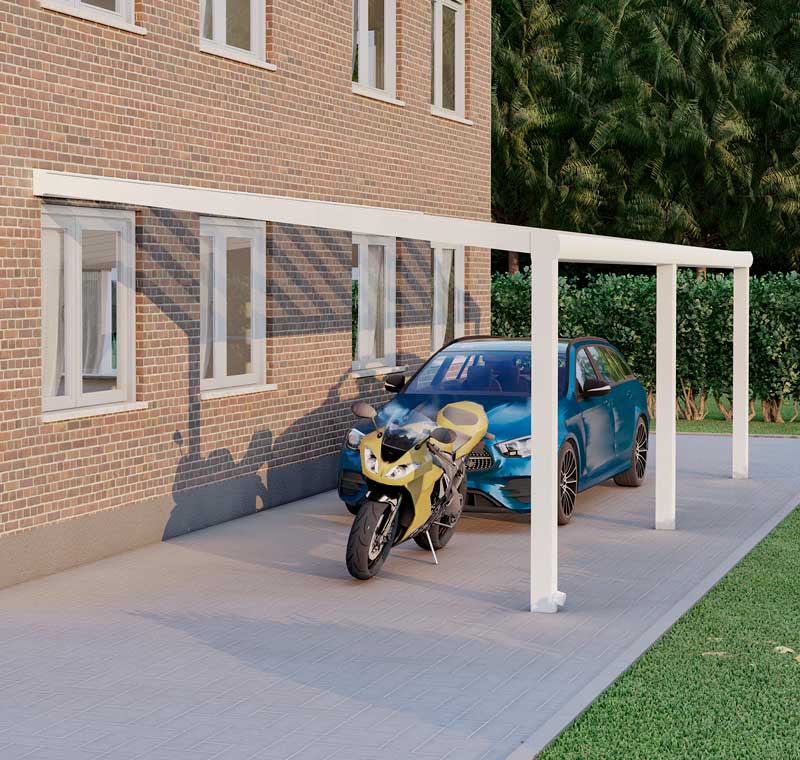 Carport Weiß RAL 9016 mit VSG Klar Glas 8mm in Breite 8060 x Tiefe 4000 - Bild 2
