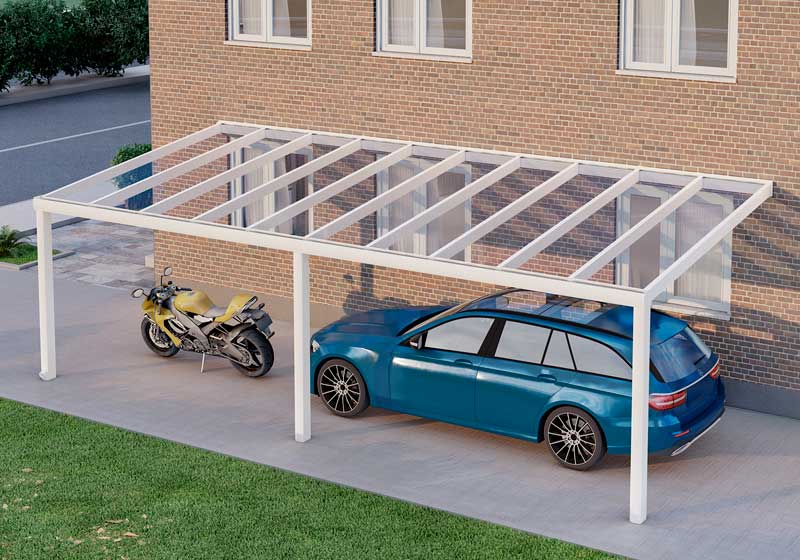 Carport Weiß RAL 9016 mit VSG Klar Glas 8mm in Breite 8060 x Tiefe 4000 - Bild 3