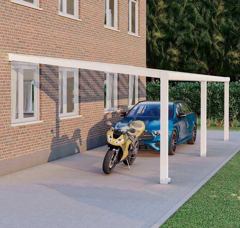 Carport Weiß RAL 9016 mit VSG Klar Glas 8mm in Breite 9060 x Tiefe 3000 - Bild 2