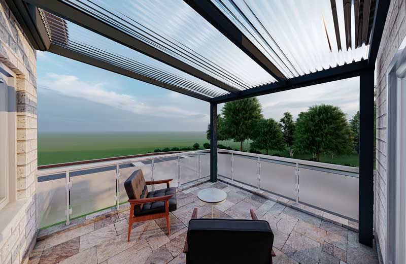 Balkonüberdachung Anthrazit RAL 7016 mit Stegplatte Klar Polycarbonat 16mm in Breite 3060 x Tiefe 2500 - Bild 2