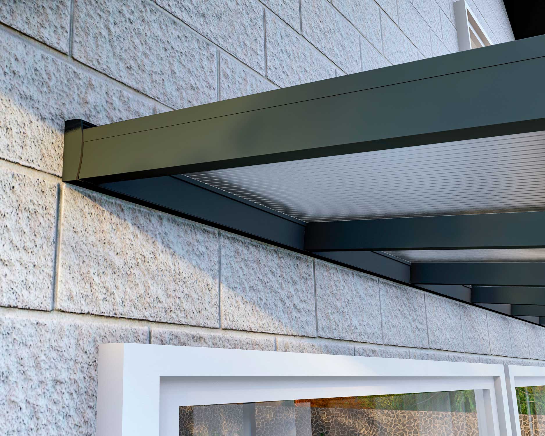Terrassenüberdachung aus Aluminium nach Maß Classic Anthrazit RAL 7016 mit Stegplatte Klar Polycarbonat 16mm in Breite 3060 x Tiefe 2500 - Bild 5